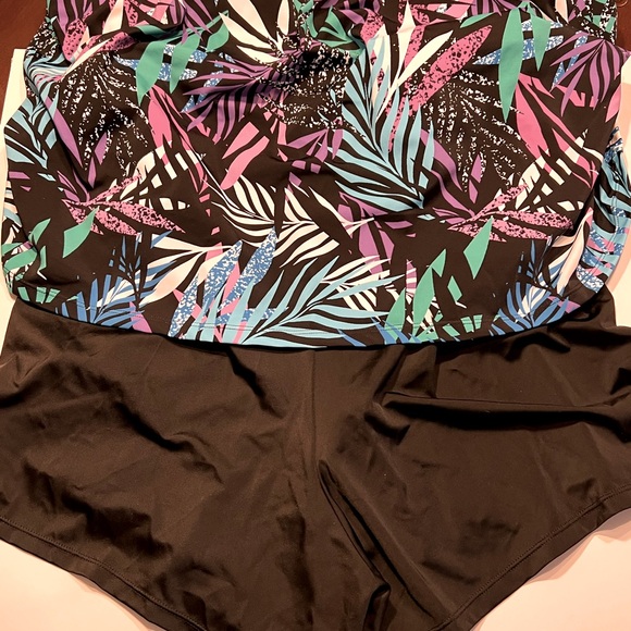 Tummy Control Sz 22 Swim For All 365 Romper Tank Overlay Swim Suit Adj Straps - Picture 5 of 13